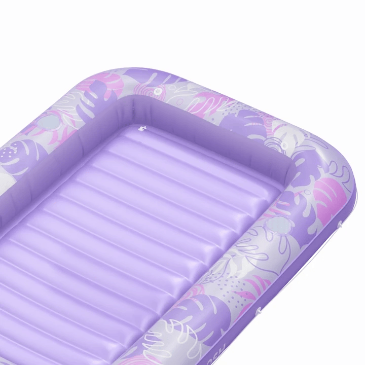 SLOOSH Inflatable Tanning Pool Lounger Float, Blue Checker, 70" x 46"