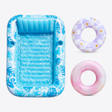 SLOOSH Blue 85" Tanning Pool with 2 Swim Rings Best Friend Choice Bundle