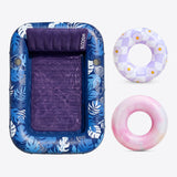 SLOOSH Dark Blue 85" Tanning Pool with 2 Swim Rings Best Friend Choice Bundle