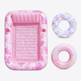 SLOOSH Blushing Pink 85" Tanning Pool with 2 Swim Rings Best Friend Choice Bundle