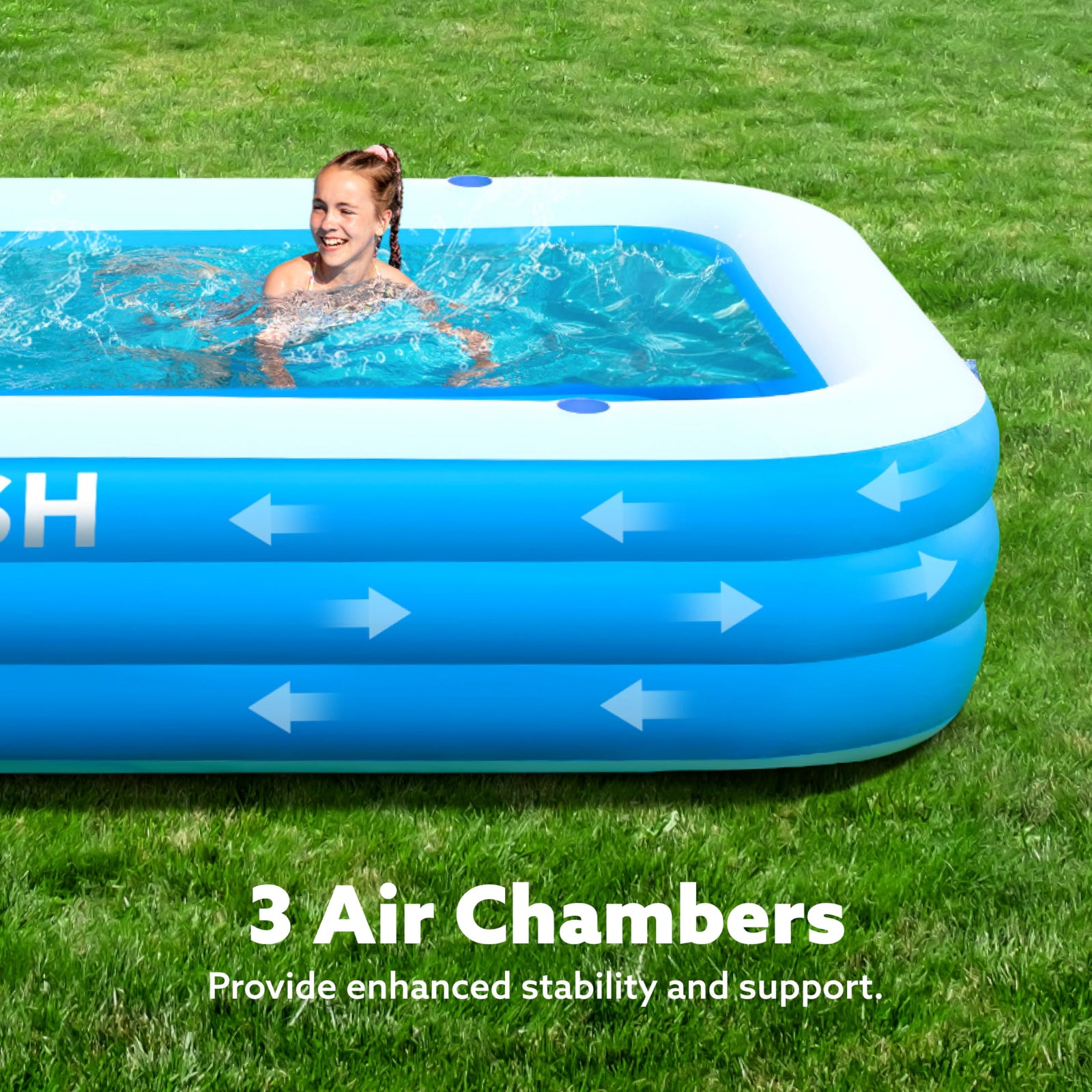 Inflatable Swimming Pool with Seats 120" x 72" x 22"