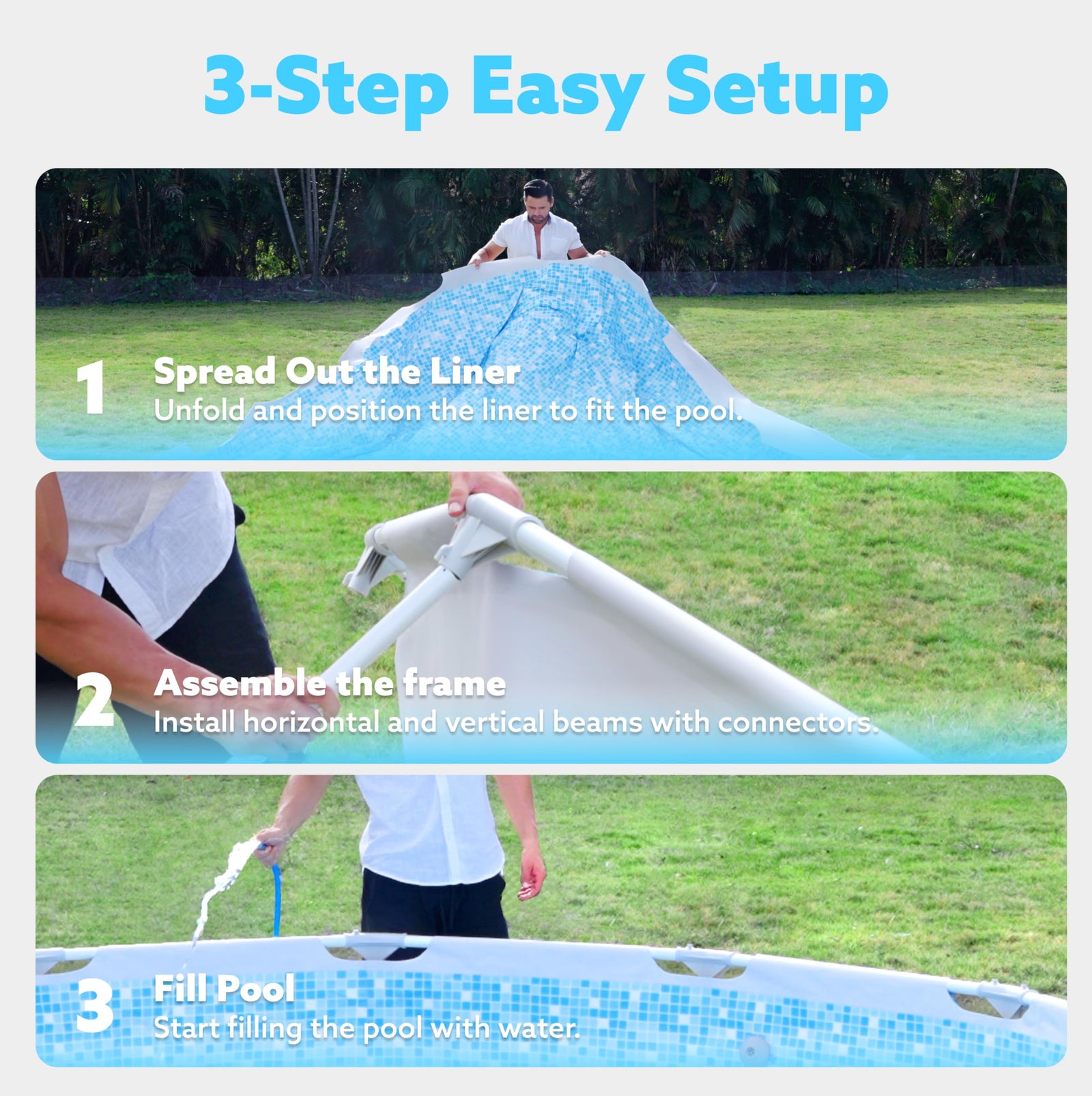 SLOOSH Round Above Ground Pool - 15ft x 42inch