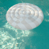 the CHECKER CABANA STRIPE Luxe Inflatable Round Float