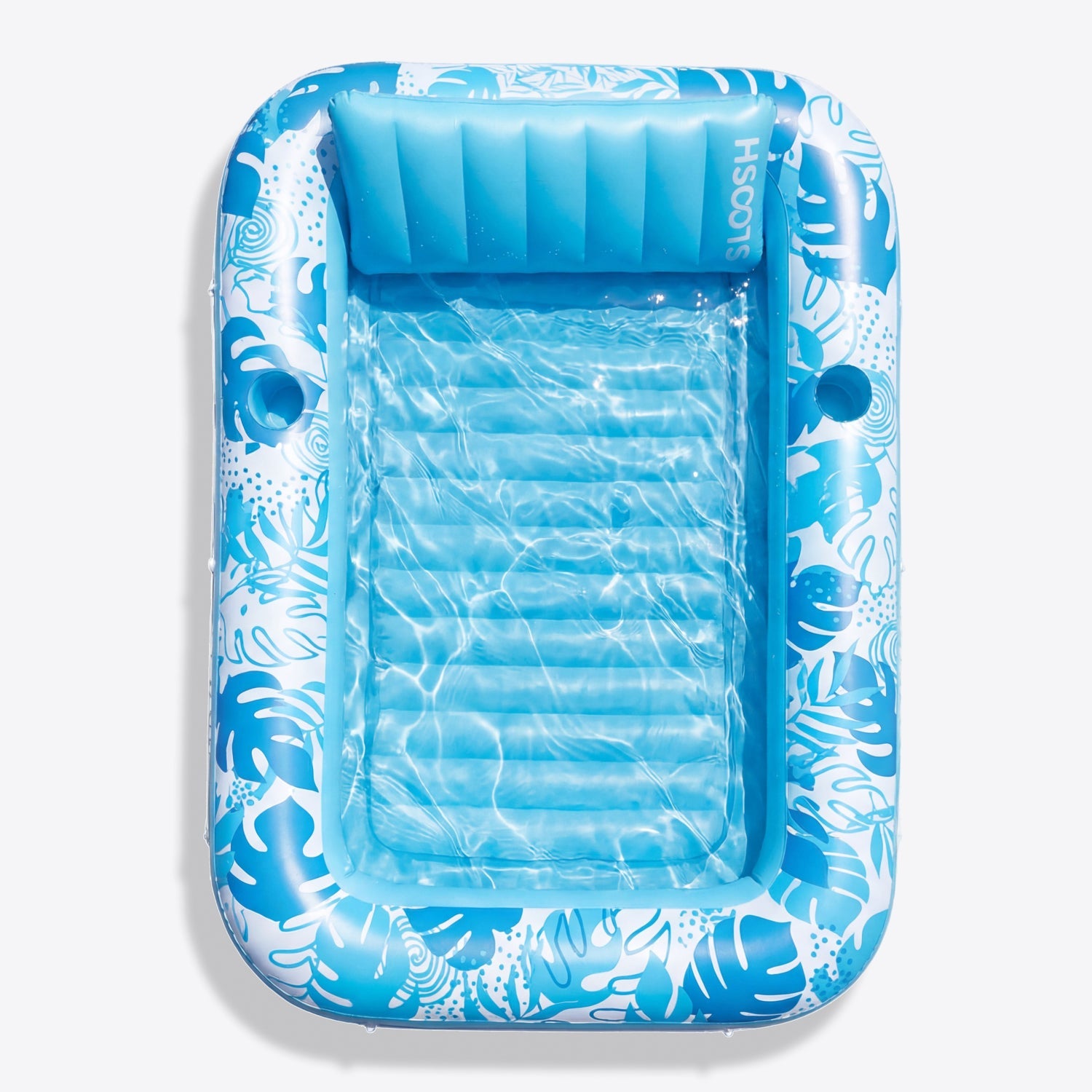 SLOOSH Inflatable Tanning Pool Lounger Float – XL 85"x57" , Cyan White