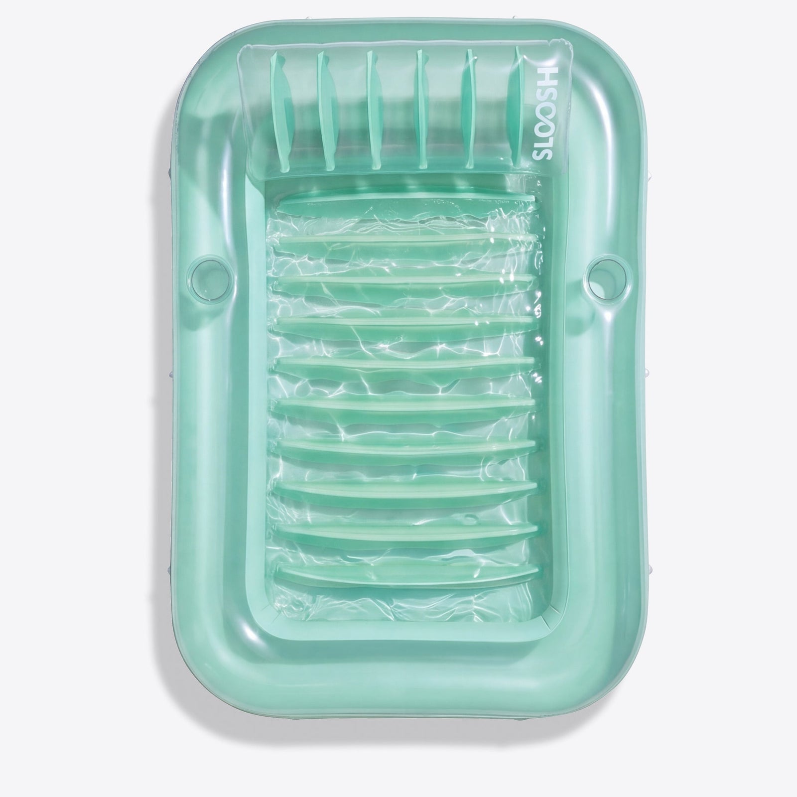 SLOOSH Transparent Inflatable Tanning Pool Lounger Float, 85" x 57", Cyan-XL