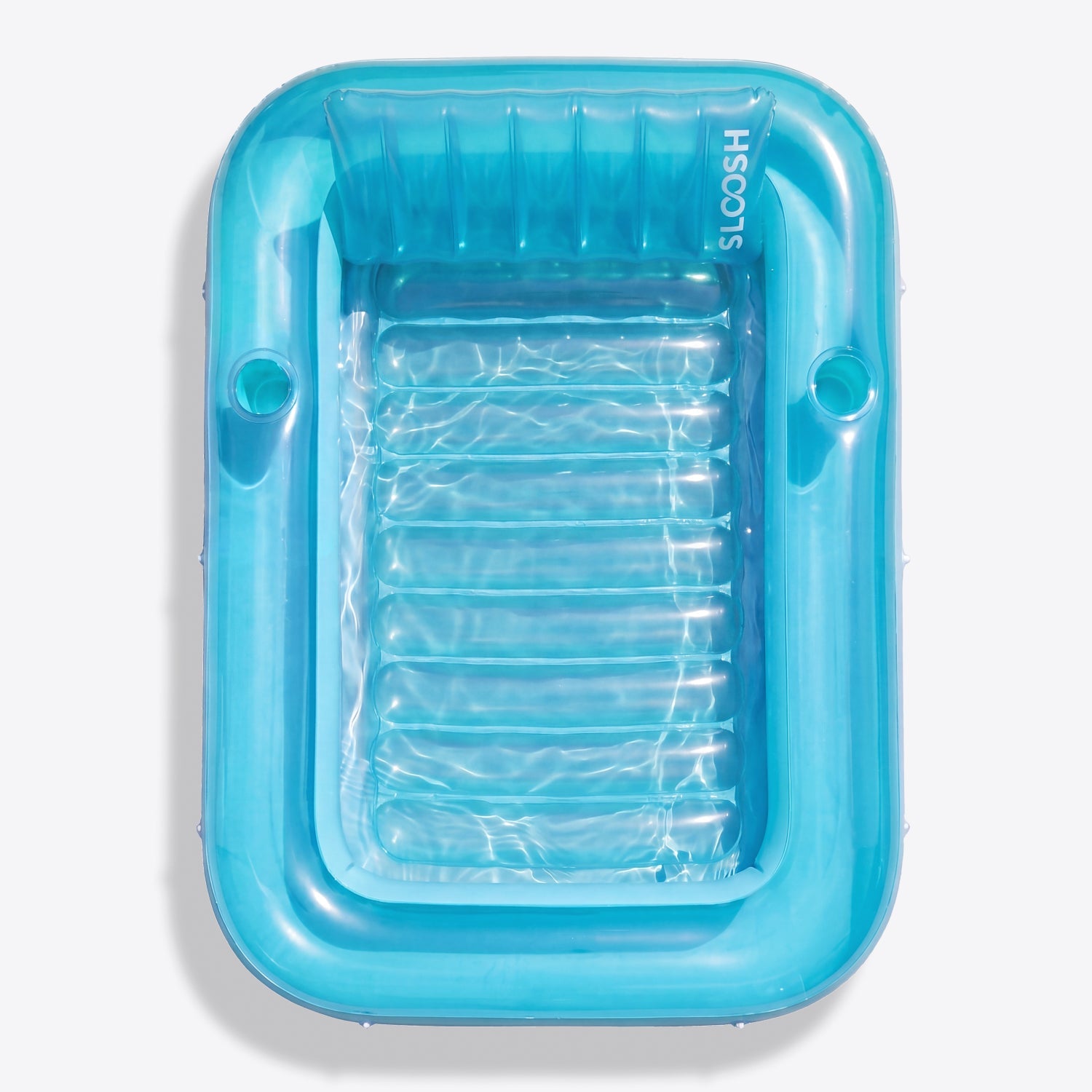 SLOOSH Transparent Inflatable Tanning Pool Lounger Float, 85" x 57", Blue-XL