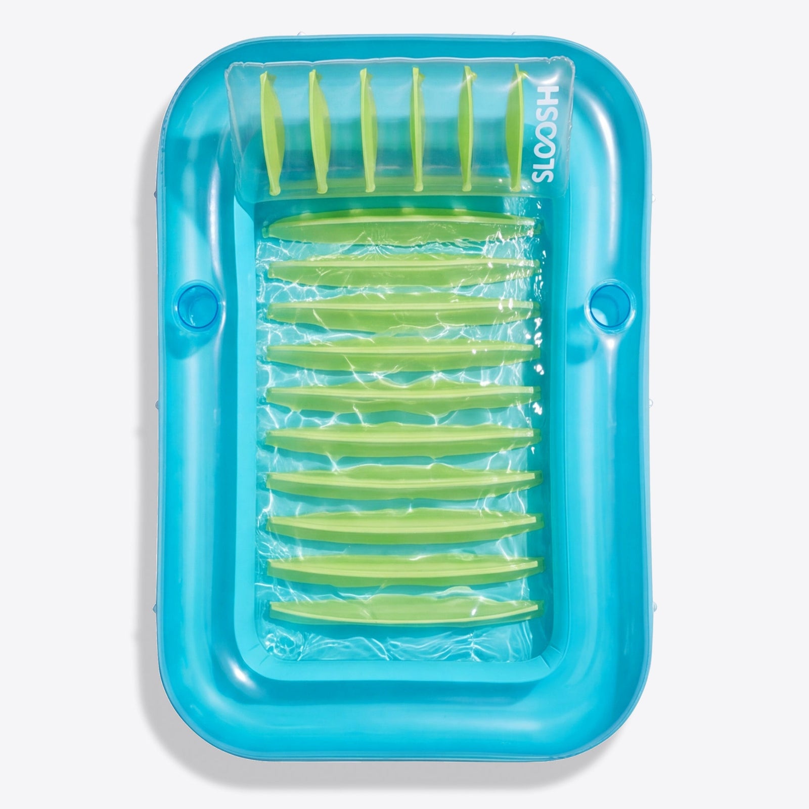 SLOOSH Transparent Inflatable Tanning Pool Lounger Float,  70" x 46", Blue Green-L