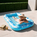 SLOOSH Inflatable Tanning Pool Lounger Float, Blue-L, 70" x 46"