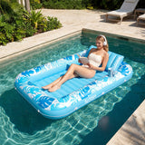 SLOOSH Inflatable Tanning Pool Lounger Float, Cyan Pink L, 70" x 46"
