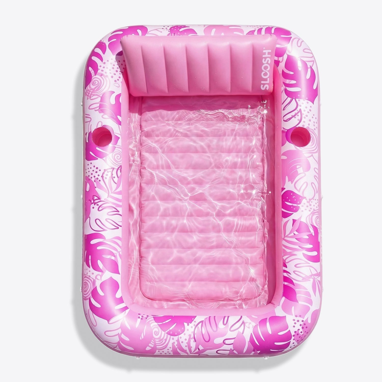 SLOOSH Inflatable Tanning Pool Lounger Float, Cyan Pink L, 70" x 46"