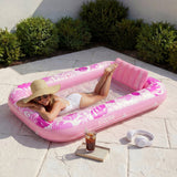 SLOOSH Inflatable Tanning Pool Lounger Float, Blue-L, 70" x 46"