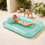 SLOOSH Transparent Inflatable Tanning Pool Lounger Float,  70" x 46", Cyan-L