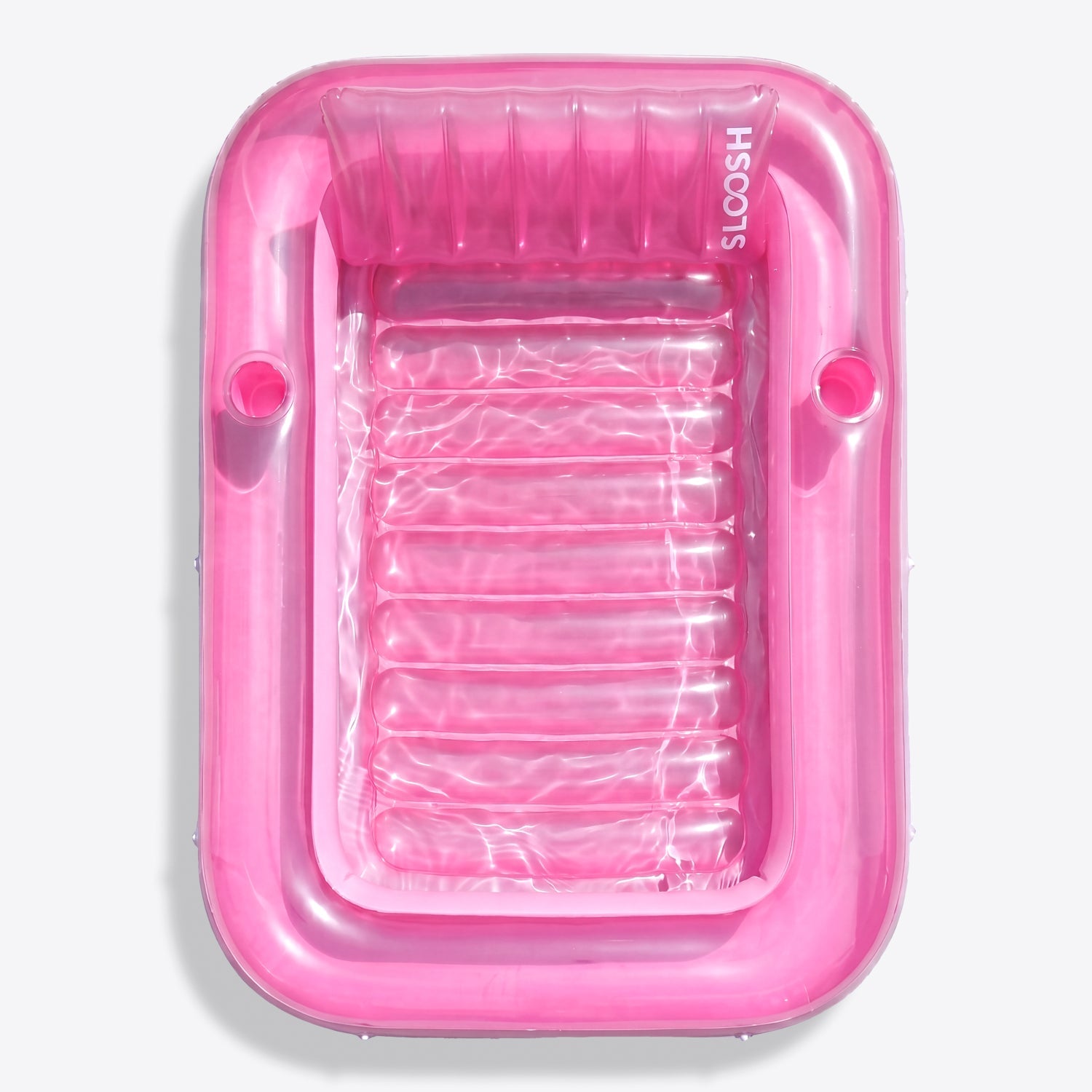 SLOOSH Transparent Inflatable Tanning Pool Lounger Float, 85" x 57", Pink-XL