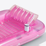 SLOOSH Transparent Inflatable Tanning Pool Lounger Float, 85" x 57", Pink-XL