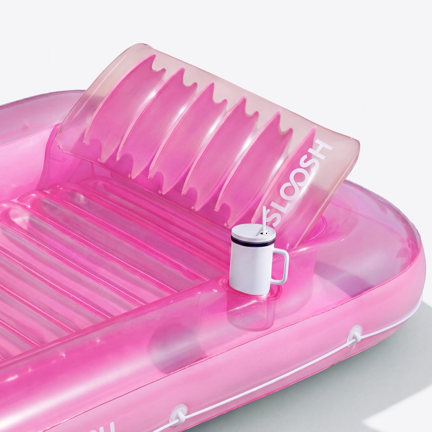 SLOOSH Transparent Inflatable Tanning Pool Lounger Float, 85" x 57", Pink-XL
