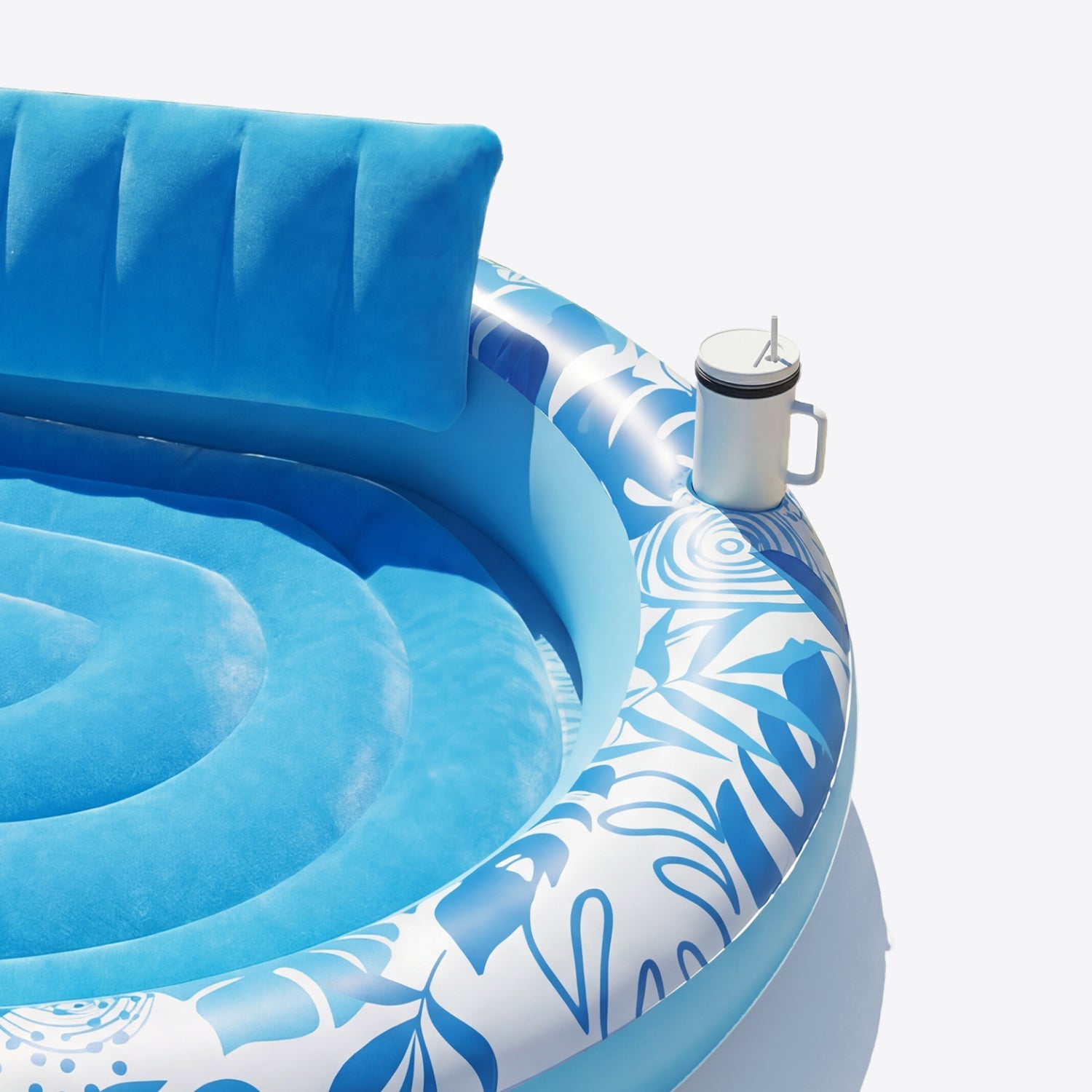 SLOOSH Inflatable Round Float  Float Tanning Pool, Blue, 72" x 65"