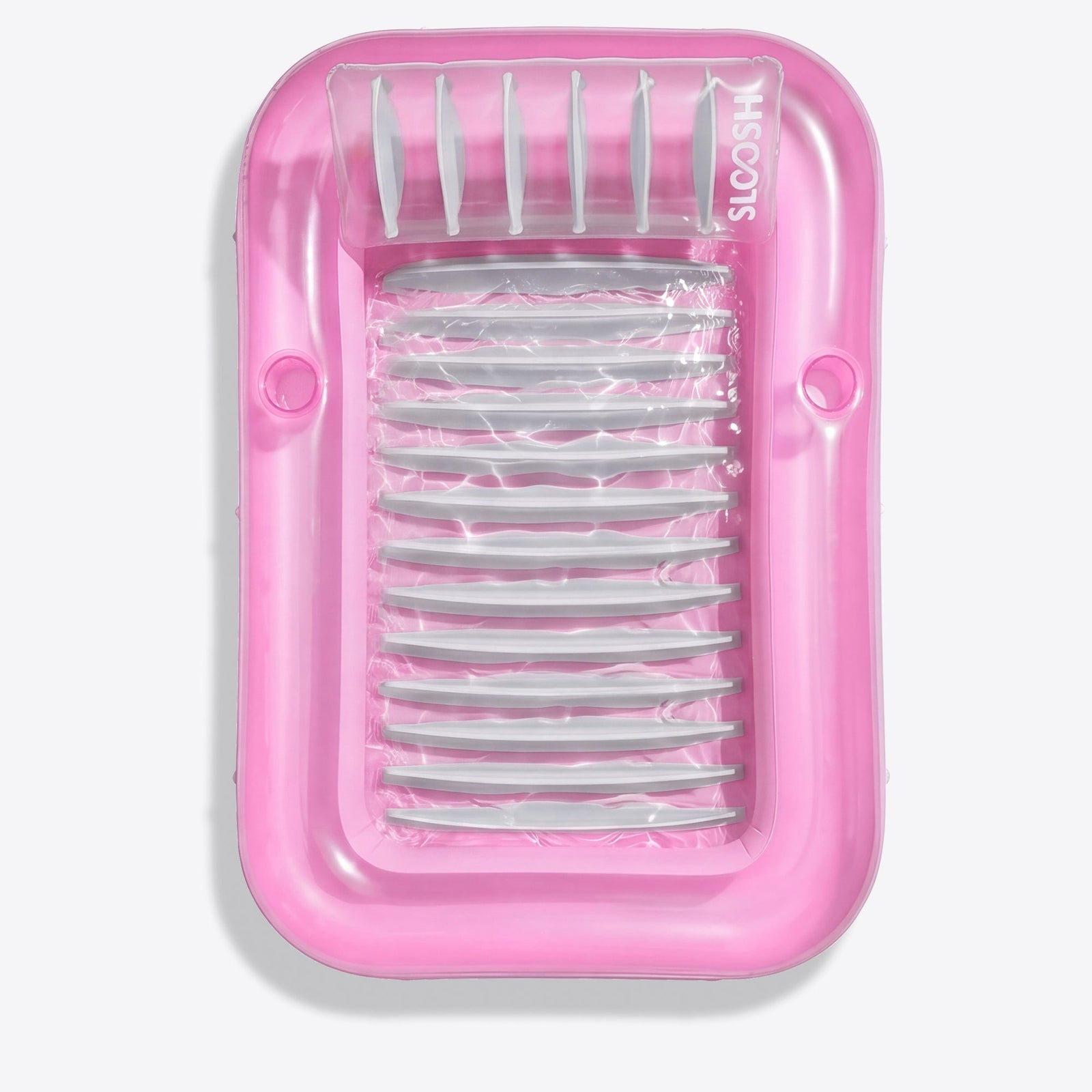 SLOOSH Transparent Inflatable Tanning Pool Lounger Float,  70" x 46", White Pink-L