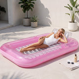 SLOOSH Transparent Inflatable Tanning Pool Lounger Float, 85" x 57", White Pink-XL