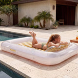 SLOOSH Transparent Inflatable Tanning Pool Lounger Float, 85" x 57", Golden White-XL