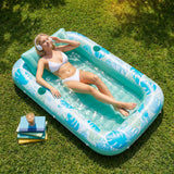 SLOOSH Tropical Leaves Inflatable Tanning Pool, Tropical Blue, 70" x 46"