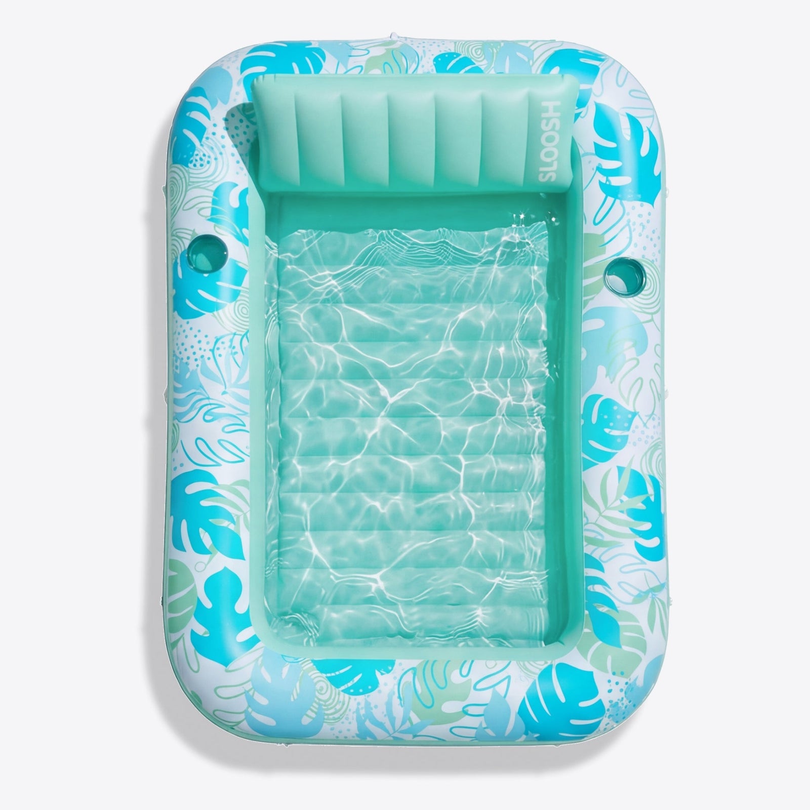 SLOOSH Inflatable Tanning Pool Lounger Float, Cyan Pink L, 70" x 46"
