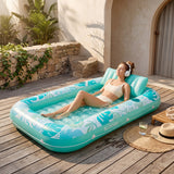 SLOOSH Inflatable Tanning Pool Lounger Float, Cyan Pink L, 70" x 46"
