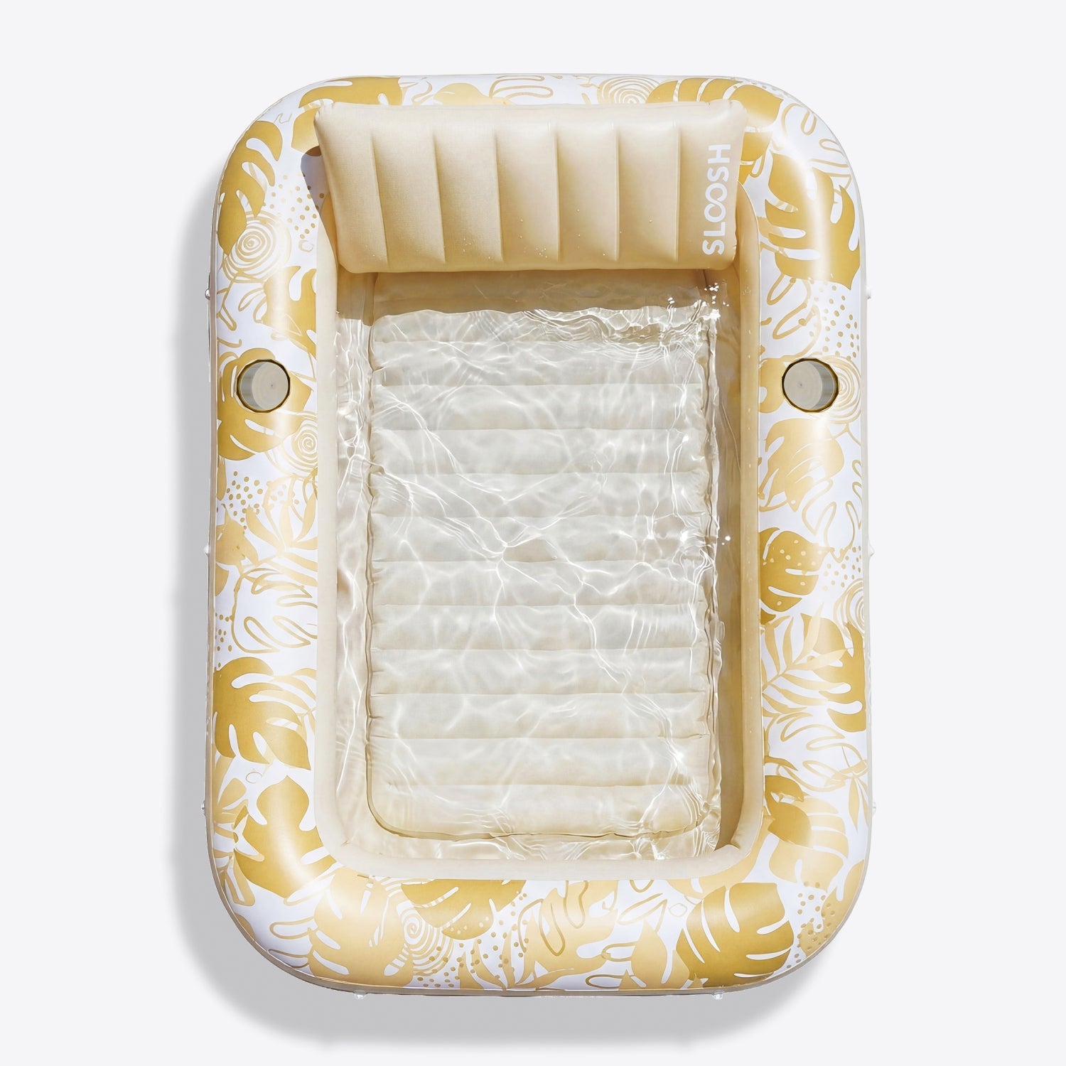SLOOSH Inflatable Tanning Pool Lounger Float, Oatmeal White XL, 85" x 57"