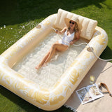 SLOOSH Inflatable Tanning Pool Lounger Float, Dark Blue-XL, 85""x57"
