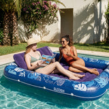 SLOOSH Inflatable Tanning Pool Lounger Float – XL 85"x57" , Cyan White