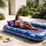 SLOOSH Inflatable Tanning Pool Lounger Float, Dark Blue-XL, 85""x57"