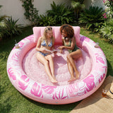 SLOOSH Inflatable Pool Float Lounge Round Tanning Pool, Champagne, 72" x 65"