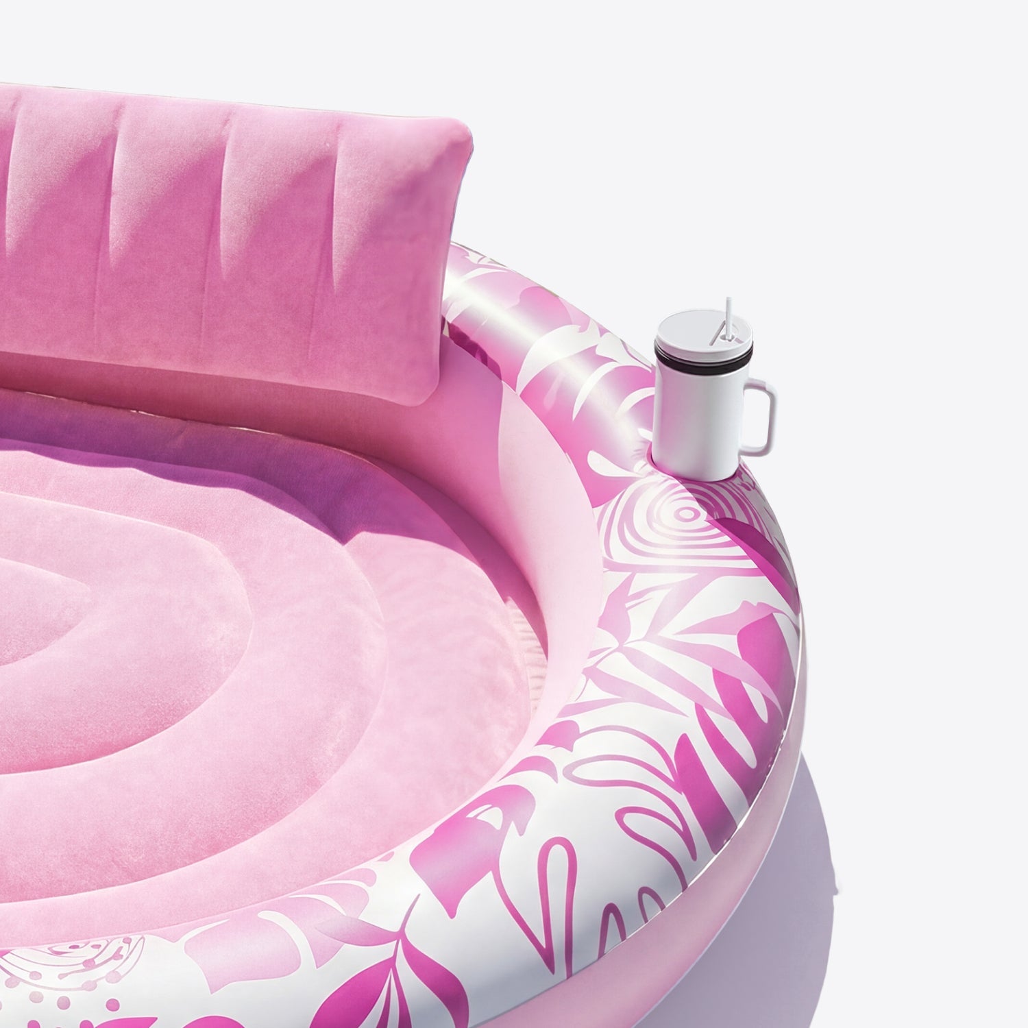 SLOOSH Inflatable Round Float Tanning Pool, Pink, 72" x 65"