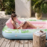 SLOOSH Cyan Pink 85" Tanning Pool with 2 Swim Rings Best Friend Choice Bundle