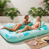 SLOOSH Cyan White 85" Tanning Pool with 2 Swim Rings Best Friend Choice Bundle