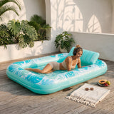 SLOOSH Inflatable Tanning Pool Lounger Float, Cyan Pink XL, 85" x 57"