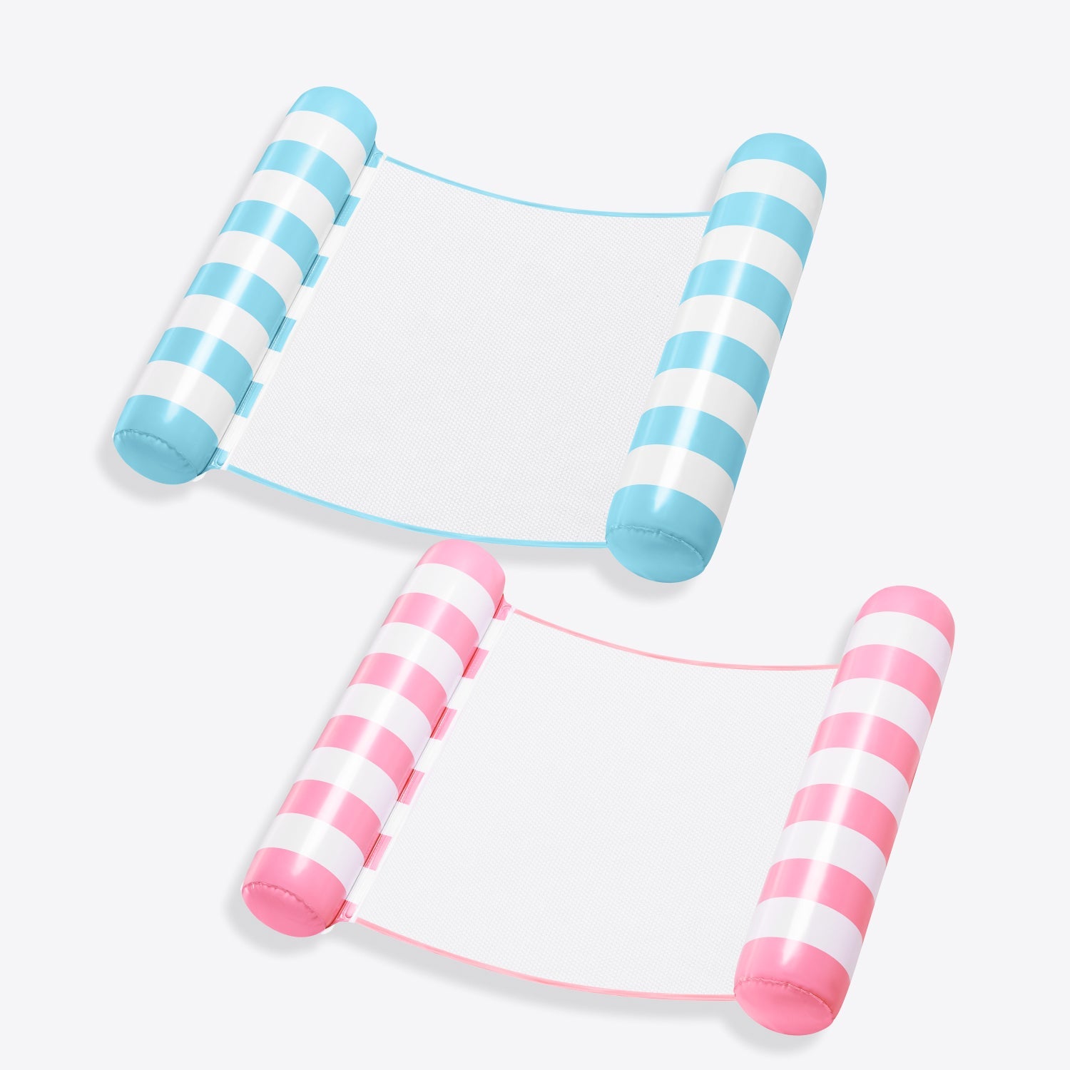 SLOOSH 2 Packs Inflatable Mesh Pool Hammock Lounger Aquablue & Pink 48" × 31.5"