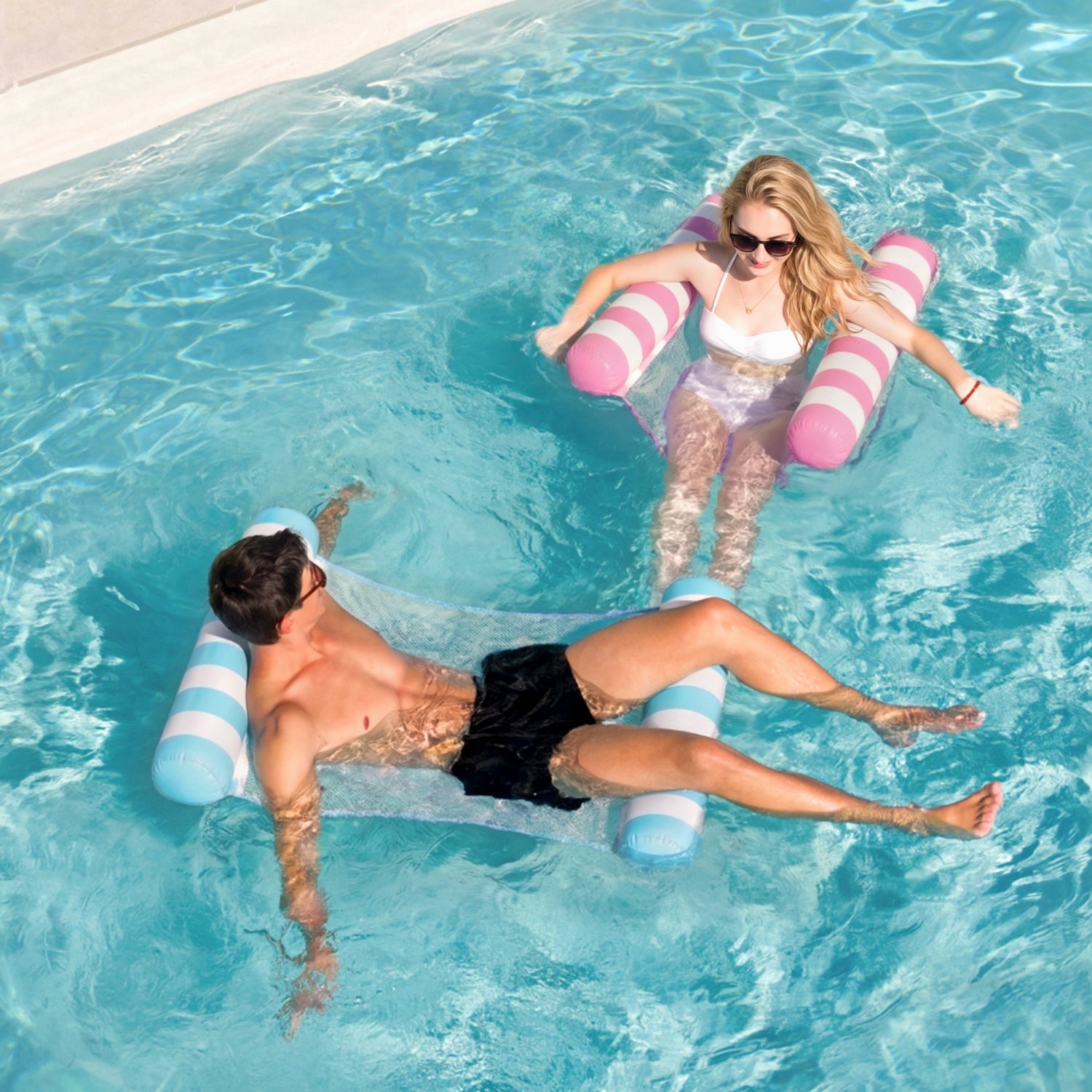 Gold White 85" Tanning Pool with Float Hammock Best Friend Choice Bundle