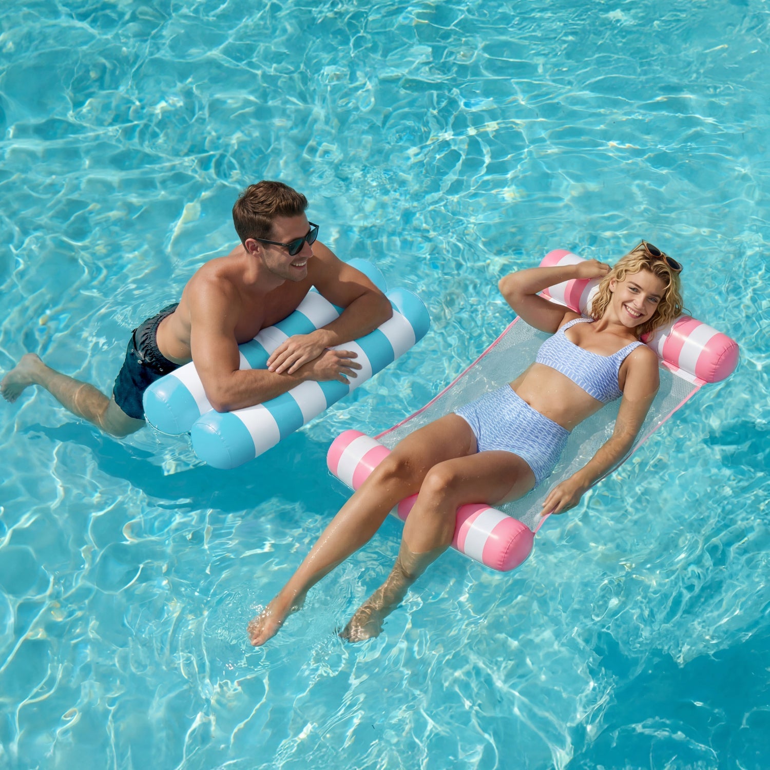 Dark Blue 85" Tanning Pool with Float Hammock Best Friend Choice Bundle