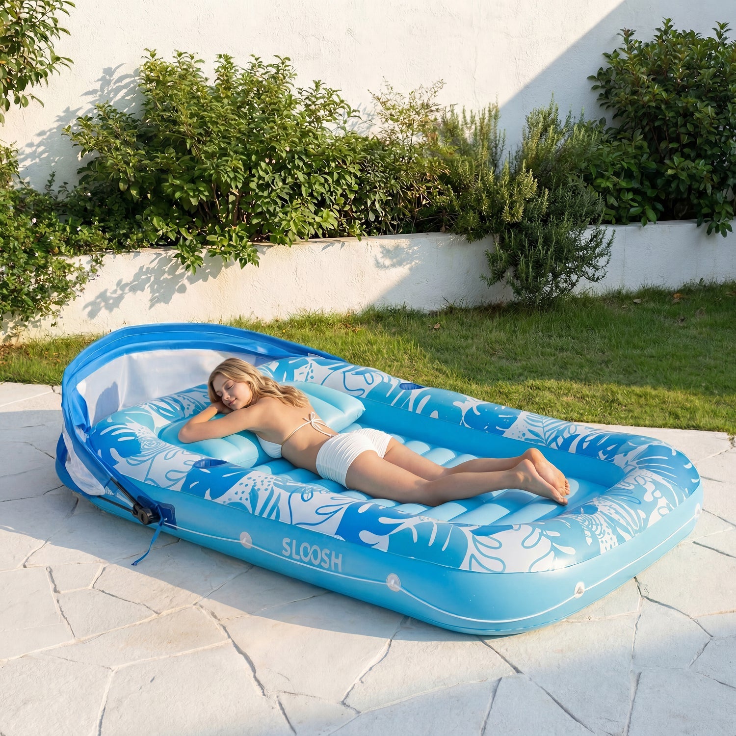 SLOOSH 70" x 46" Blue Tanning Pool with Canopy