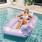 SLOOSH Inflatable Tanning Pool Lounger Float, Blue Checker, 70" x 46"