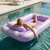SLOOSH Inflatable Tanning Pool Lounger Float, Blue Checker, 70" x 46"