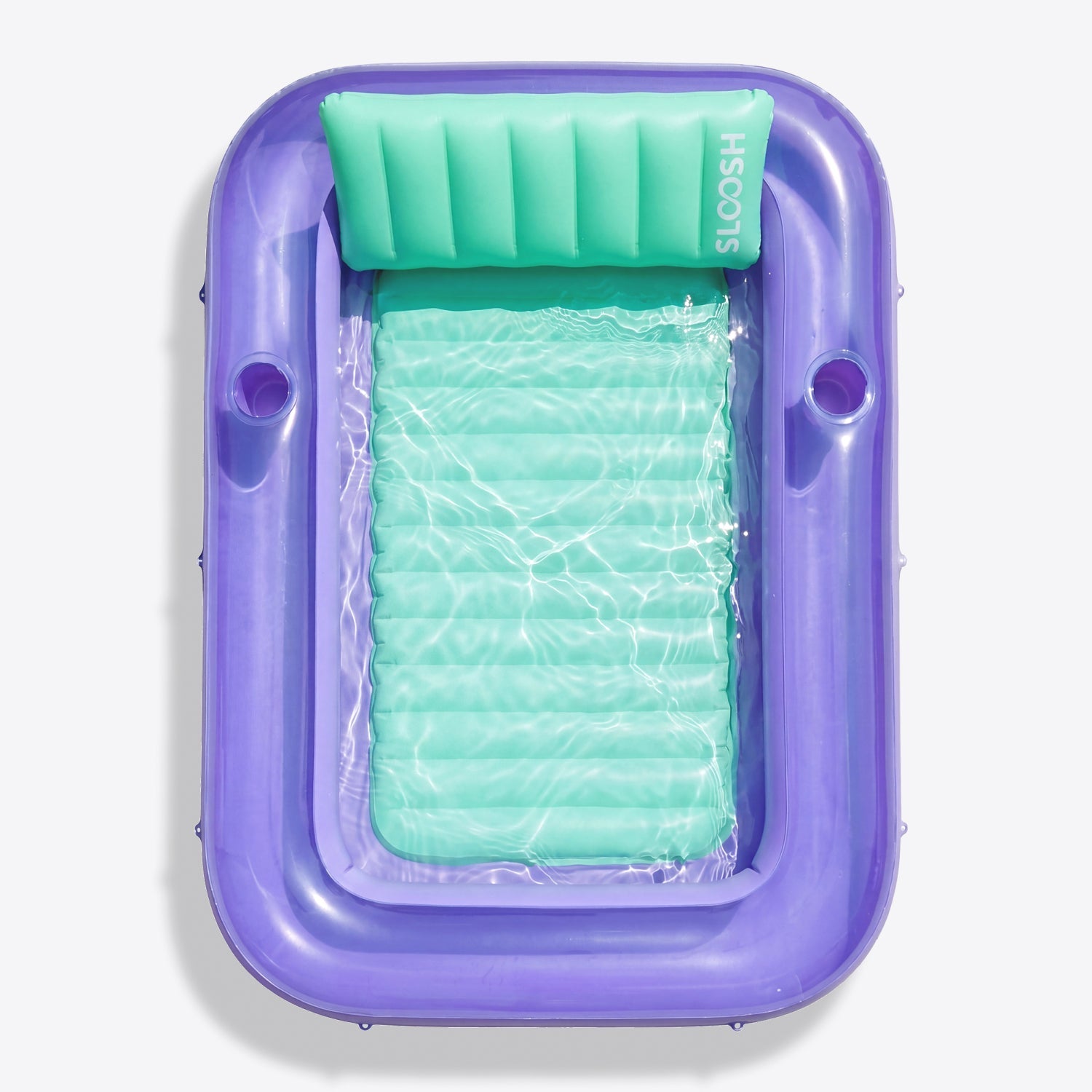 SLOOSH Transparent Inflatable Tanning Pool Lounger Float,  70" x 46", Purple Green-L
