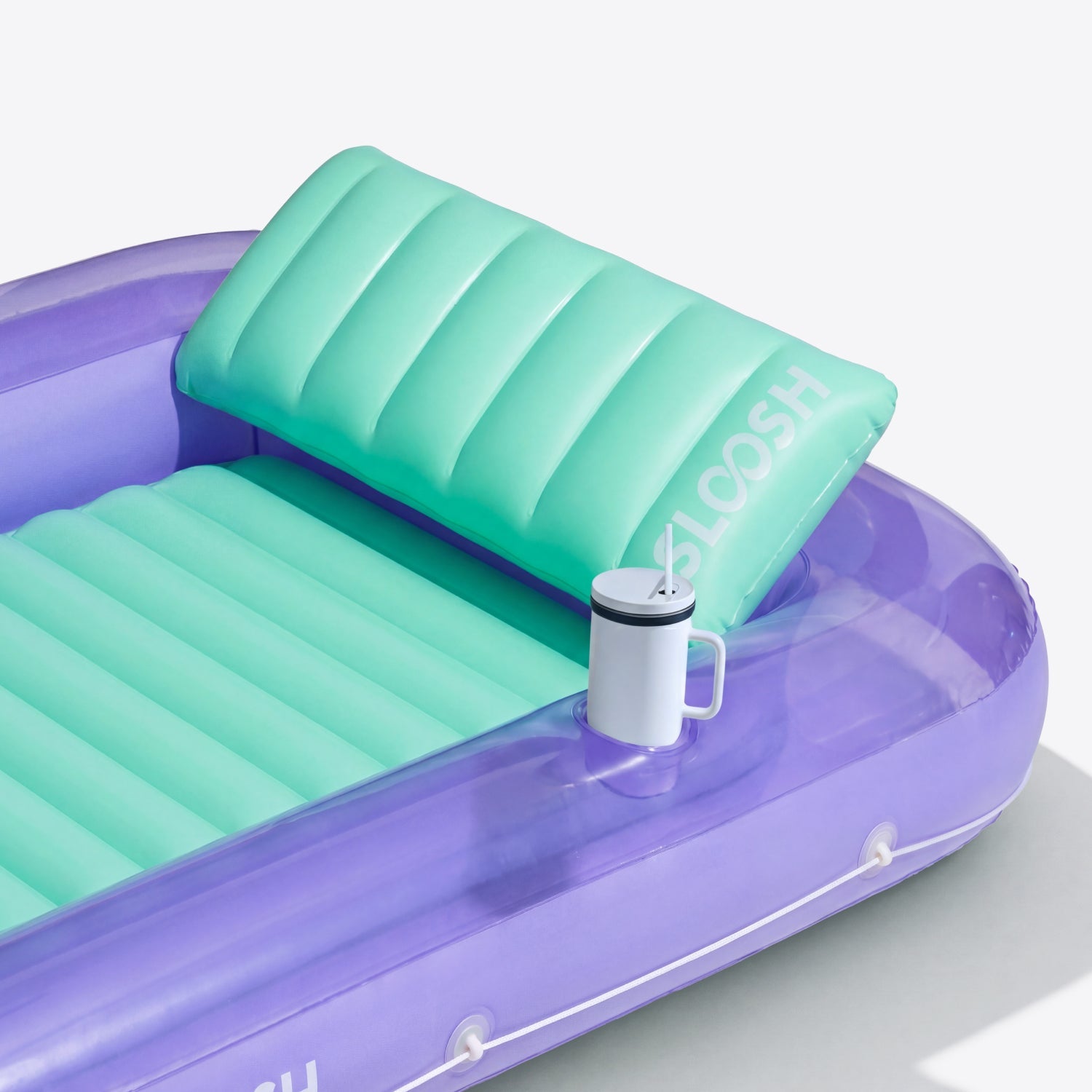 SLOOSH Transparent Inflatable Tanning Pool Lounger Float,  70" x 46", Purple Green-L