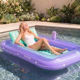 SLOOSH Transparent Inflatable Tanning Pool Lounger Float,  70" x 46", Purple Green-L