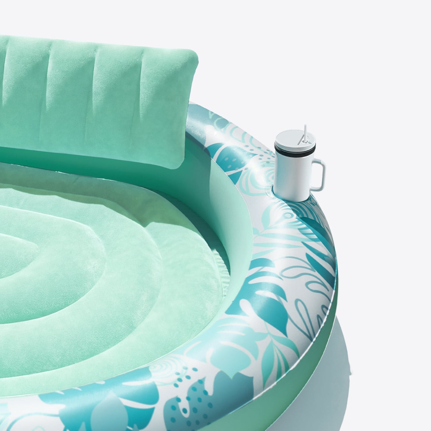 SLOOSH Inflatable Round Float  Float Tanning Pool, Blue, 72" x 65"