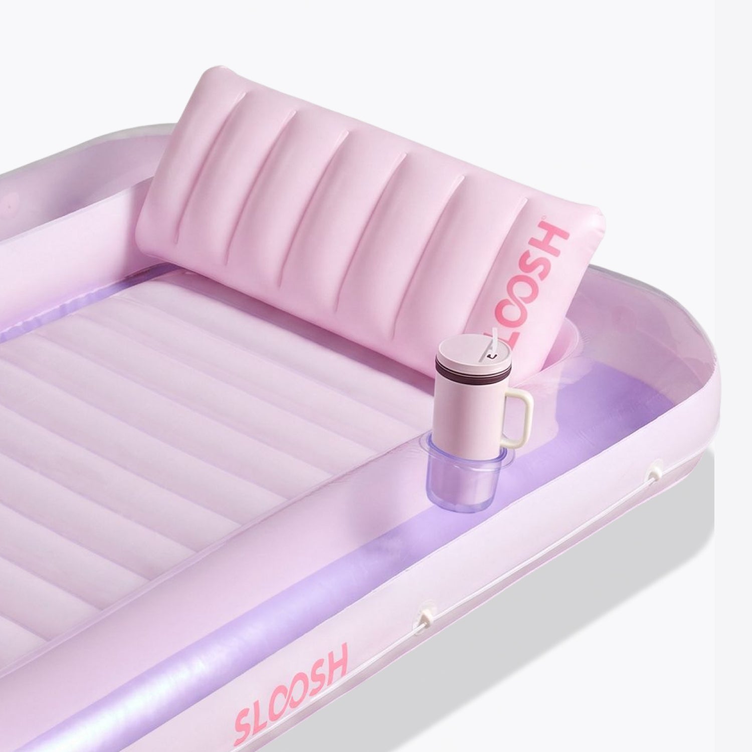 SLOOSH Transparent Inflatable Tanning Pool Lounger Float,  70" x 46", Purple Pink-L