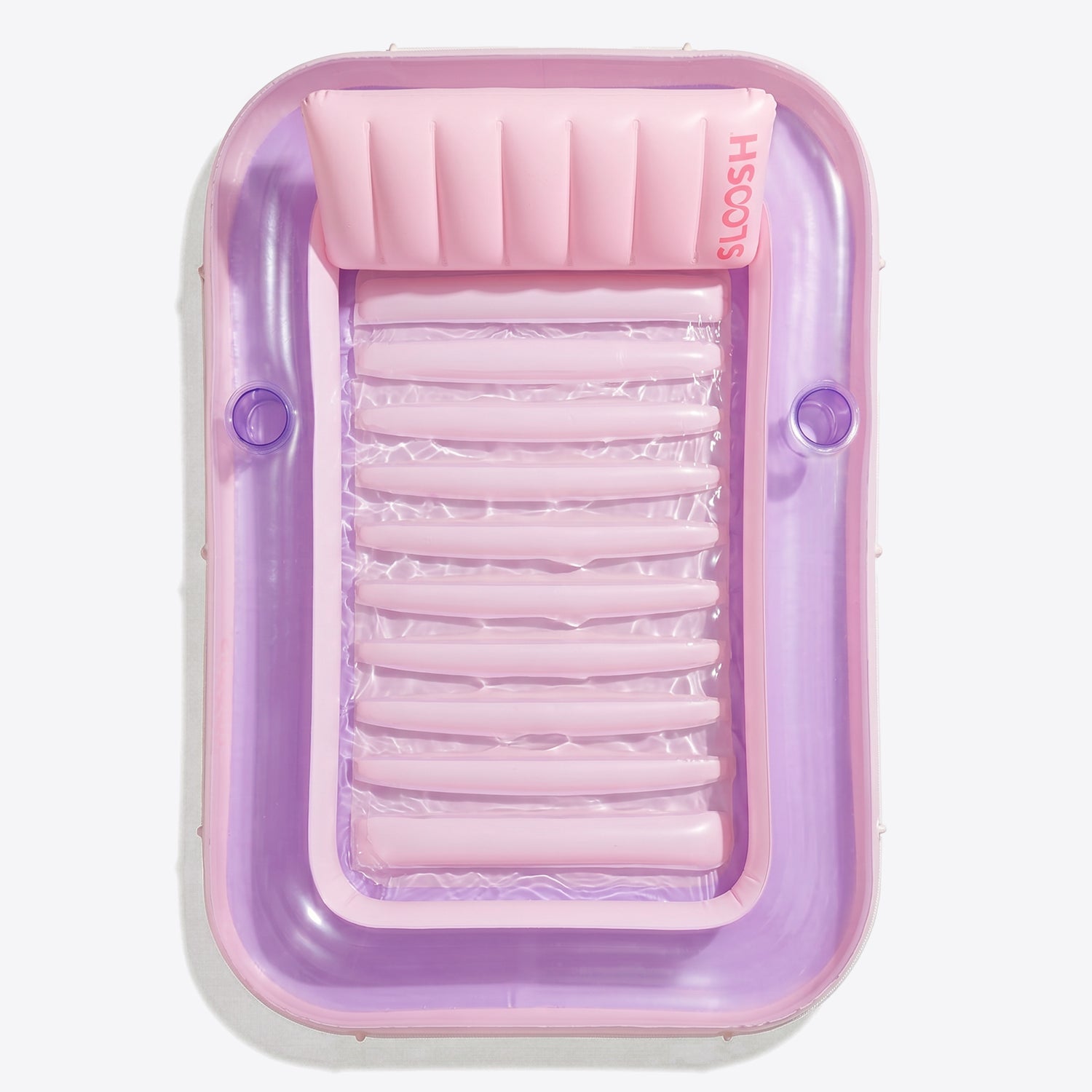 SLOOSH Transparent Inflatable Tanning Pool Lounger Float,  70" x 46", Purple Pink-L