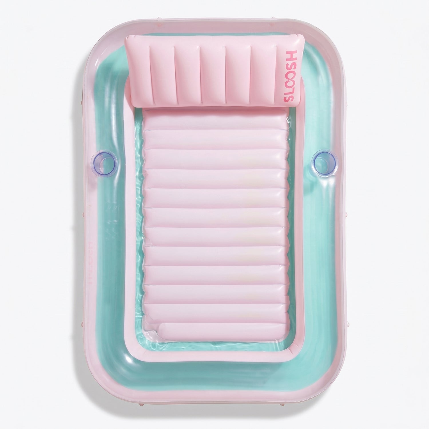 SLOOSH Transparent Inflatable Tanning Pool Lounger Float,  70" x 46", Cyan Pink-L