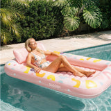 SLOOSH Inflatable Tanning Pool Lounger Float, Pink Doodle, 70" x 46"