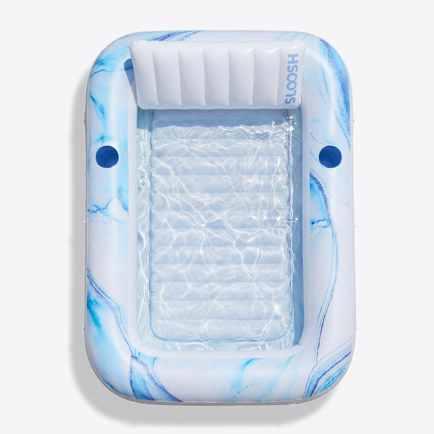 SLOOSH Inflatable Tanning Pool Lounger Float, Pink Marble, 70" x 46"